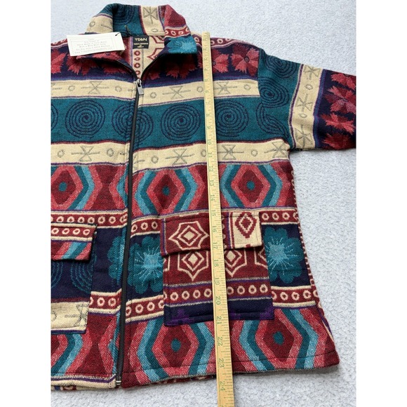 Tribal Designs by Neela Jacket Womens Large Multi Yak Wool Hand Loomed Nepal - Picture 12 of 15